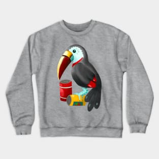 Punny Toucan Bird on Two Cans Crewneck Sweatshirt